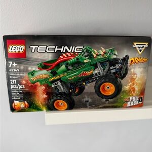 LEGO Technic Green and Orange Monster Jam Dragon Pull-Back Truck (NWT)